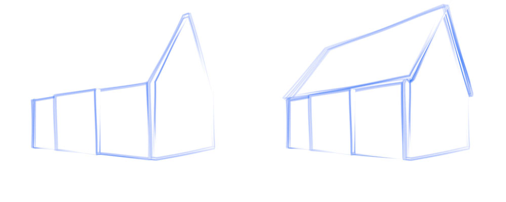 casco huis schets in 3d perspectief