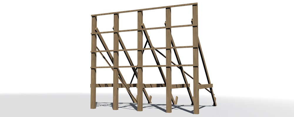 houten frame constructie voor trespa bouwbord