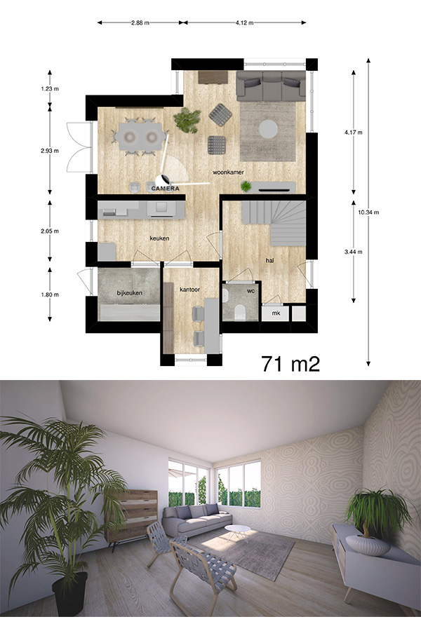 impressie woonkamer