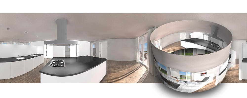 360 graden impressie bungalow interieur