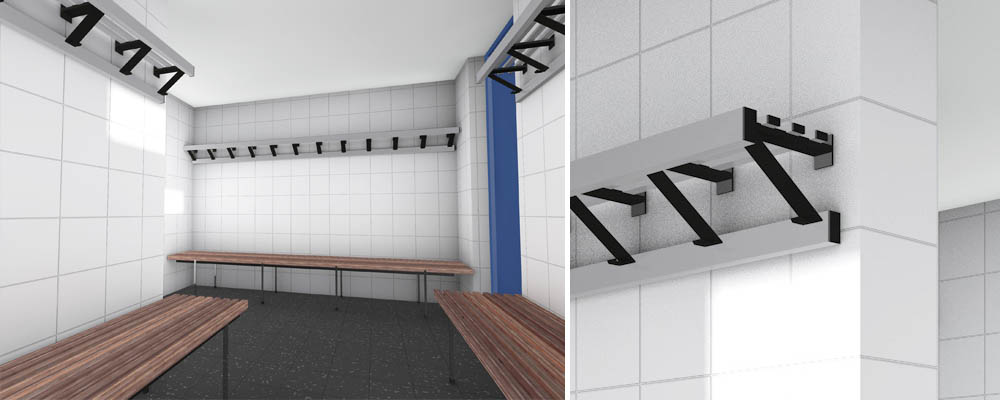 interieur artist impression kleedkamers voetbalclub ASC