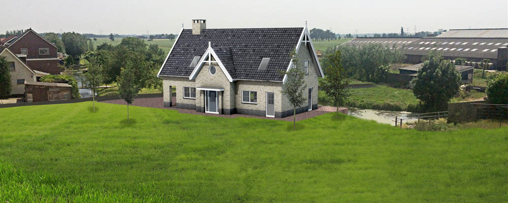 Lekdijk 42 foto inpassing huis in bestaande situatie