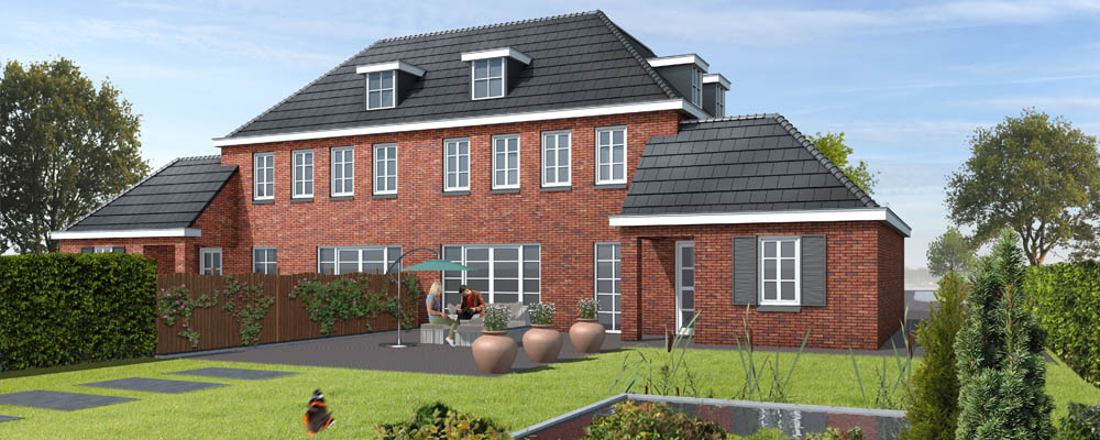 woning met vlakke lei pannen